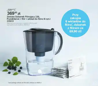 Tupperware Zestaw Dzbanek Filtrujący 2,6L Pure&Serve + filtr + wkład do filtra (6 szt.) oferta