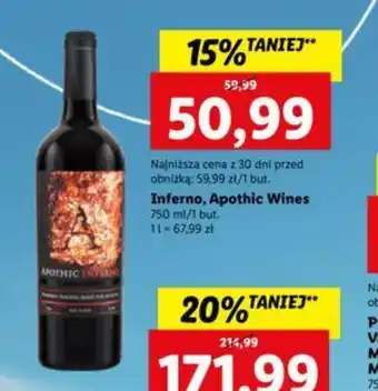 Lidl Inferno, Apothic Wines 750 ml oferta