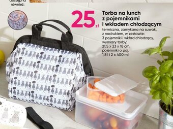 Torba na lunch z pojemnikami i wkładem chłodzącym