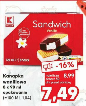 Kaufland Kanapka waniliowa 8 x 90 ml opakowanie oferta