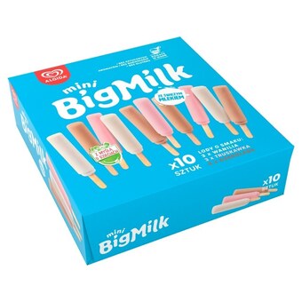 Intermarche Big milk mini lody o smaku wanilia truskawka czekolada 350 ml (10 x 35 ml) oferta