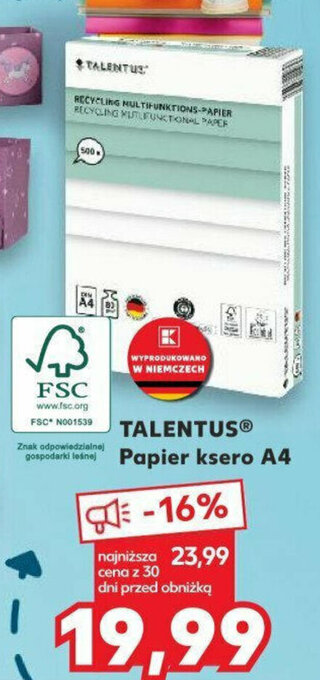 Kaufland TALENTUSⓇ Papier ksero A4 oferta
