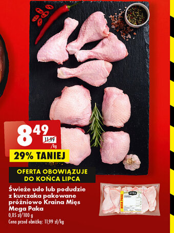 Biedronka Świeże udo lub podudzie z kurczaka pakowane próżniowo Kraina Mięs Mega Paka 1 kg oferta
