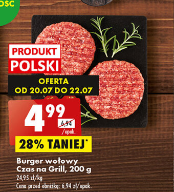 Biedronka Burger wołowy Czas na Grill, 200 g oferta