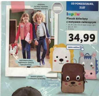 Lidl Plecak dziecięcy z motywem zwierzęcym oferta