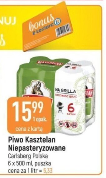 E.Leclerc Piwo Kasztelan Niepasteryzowane 6 x 500 ml oferta