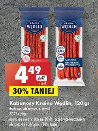 Biedronka Kabanosy Kraina Wedlin, 120 g oferta