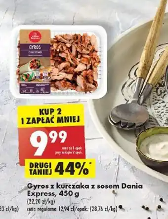 Biedronka Gyros z kurczaka z sosem Dania Express, 450 g oferta