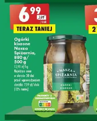 Biedronka Ogórki kiszone Nasza Spiżarnia, 880 g/ 500 g oferta