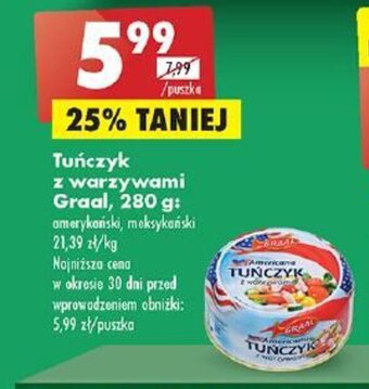 Biedronka Tuńczyk z warzywami Graal, 280 g oferta