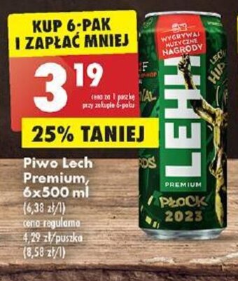 Biedronka Piwo Lech Premium, 6x500 ml oferta