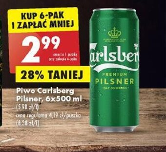 Biedronka Piwo Carlsberg Pilsner, 6x500 ml oferta