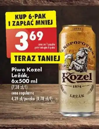 Biedronka Piwo Kozel Ležák, 6x500 ml oferta