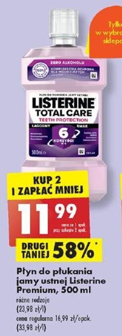 Biedronka Płyn do płukania jamy ustnej Listerine Premium, 500 ml oferta