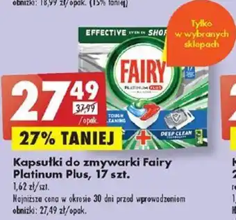 Biedronka Fairy Kapsułki do zmywarki Platinum Plus, 17 szt. oferta