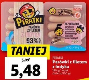 Lidl PIRATKI Parówki z filetem z indyka 180 g oferta