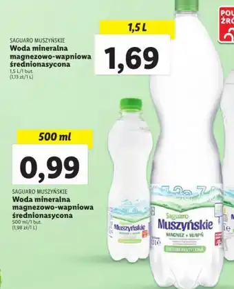 Lidl Saguaro muszyńskie Woda mineralna magnezowo-wapniowa 1,5 L oferta