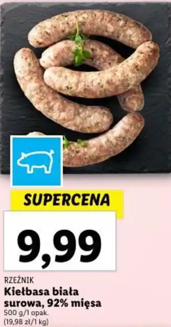 Lidl RZEŹNIK Kiełbasa biała surowa, 92% mięsa 500 g oferta