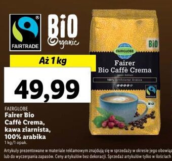 Lidl Fairer Bio Caffè Crema, kawa ziarnista 100% arabika 1 kg oferta