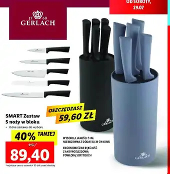Komplet 5 noży w bloku smart black