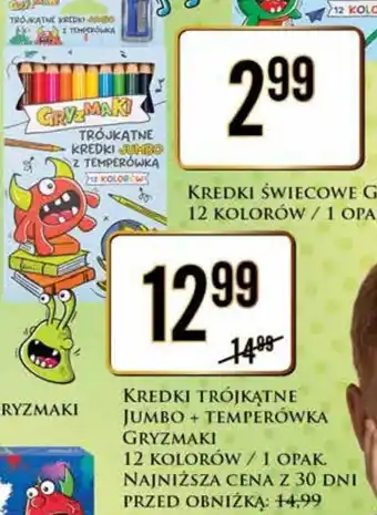 KREDKI TRÓJKĄTNE JUMBO + TEMPERÓWKA GRYZMAKI 12 KOLORÓW