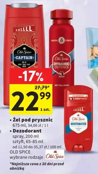 Intermarche Old Spice Żel pod prysznic 675ml, • Dezodorant spray, 200 ml oferta