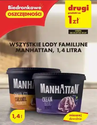 Biedronka WSZYSTKIE LODY FAMILIJNE MANHATTAN, 1,4 LITRA oferta