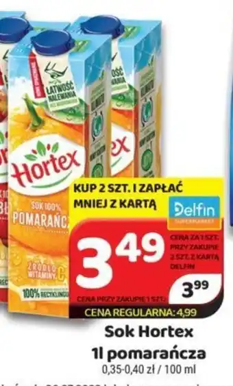 Delfin Hortex Sok 1l pomarańcza oferta