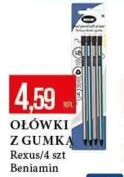 E.Leclerc OŁÓWKI Z GUMKĄ Rexus/4 szt Beniamin oferta
