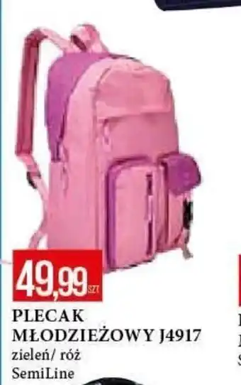 E.Leclerc PLECAK MŁODZIEŻOWY J4917 zieleń/ róż SemiLine oferta