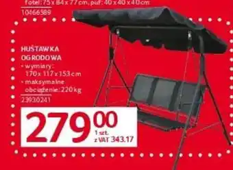 Selgros HUŚTAWKA OGRODOWA wymiary: 170x117x153cm oferta