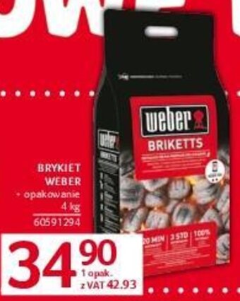 Selgros BRYKIET WEBER 4kg oferta