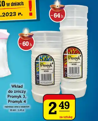 Gram Market Wkład do zniczy Promyk 3, Promyk 4 za sztukę oferta