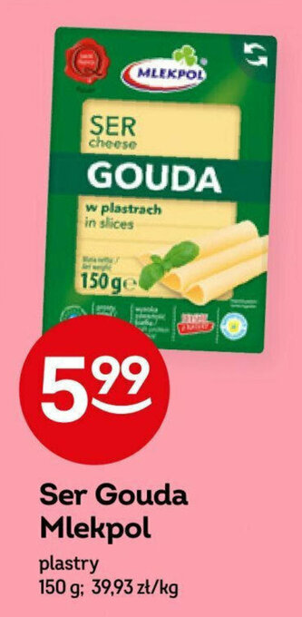 Żabka Ser Gouda Mlekpol plastry 150 g oferta