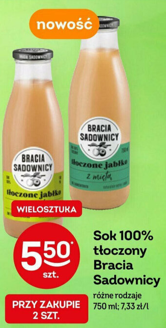 Żabka Sok 100% tłoczony Bracia Sadownicy 750 ml oferta
