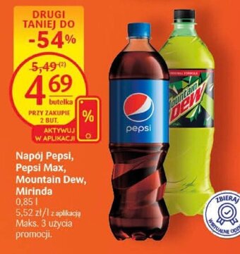 Delikatesy Centrum Napój Pepsi, Pepsi Max, Mountain Dew, Mirinda 0,85l oferta