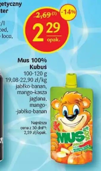 Delikatesy Centrum Mus 100% Kubuś 100-120 g oferta