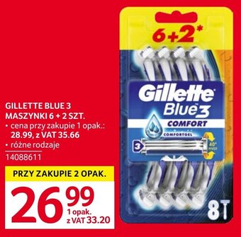 Selgros GILLETTE BLUE 3 MASZYNKI 6 + 2 SZT. oferta