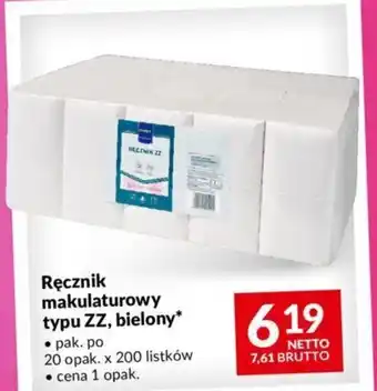 Makro Ręcznik makulaturowy typu ZZ, bielony, pak. po 20 opak. x 200 listków oferta