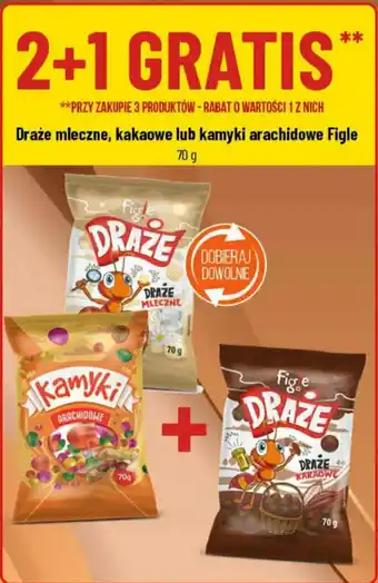 Polomarket Draże mleczne, kakaowe lub kamyki arachidowe Figle 70 g oferta
