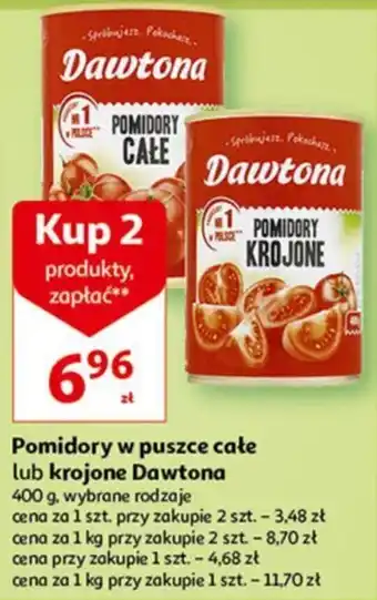 Auchan Pomidory w puszce całe lub krojone Dawtona 400 g oferta