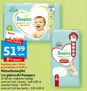 Auchan Pieluchomajtki lub pieluszki Pampers 31-60szt. oferta