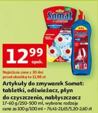 Auchan Artykuły do zmywarek Somat: tabletki, odświeżacz, płyn do czyszczenia, nabłyszczacz 17-60 g/250-500 ml oferta