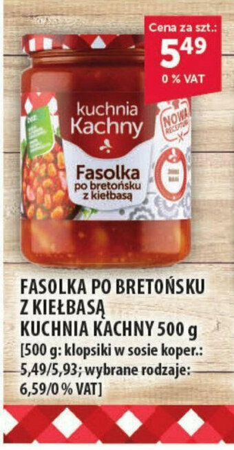 Eurocash FASOLKA PO BRETOŃSKU Z KIEŁBASĄ KUCHNIA KACHNY 500 g oferta