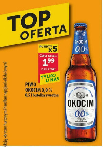 Eurocash PIWO OKOCIM 0,0% 0,5 l oferta