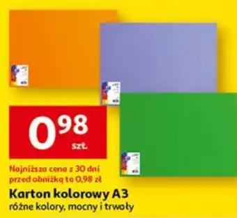 Auchan Karton kolorowy A3 różne kolory, mocny i trwały oferta
