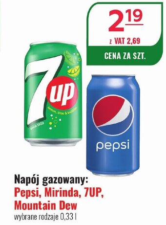 Eurocash Napój gazowany: Pepsi, Mirinda, 7UP, Mountain Dew 0,33l oferta