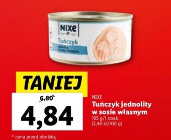 Lidl NIXE Tuńczyk jednolity w sosie własnym 195 g oferta
