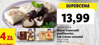 Lidl DUC DE COEUR Deser francuski profiteroles lub crème caramel 450 g oferta