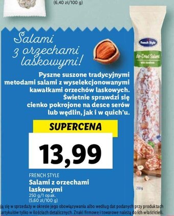 Lidl FRENCH STYLE Salami z orzechami laskowymi 250 g oferta
